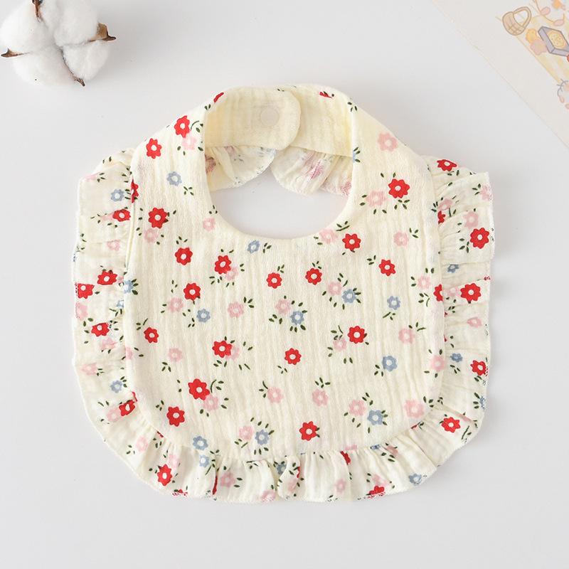 Ruffle Baby Drool Bibs: Pure Cotton Printed Lace Bibs