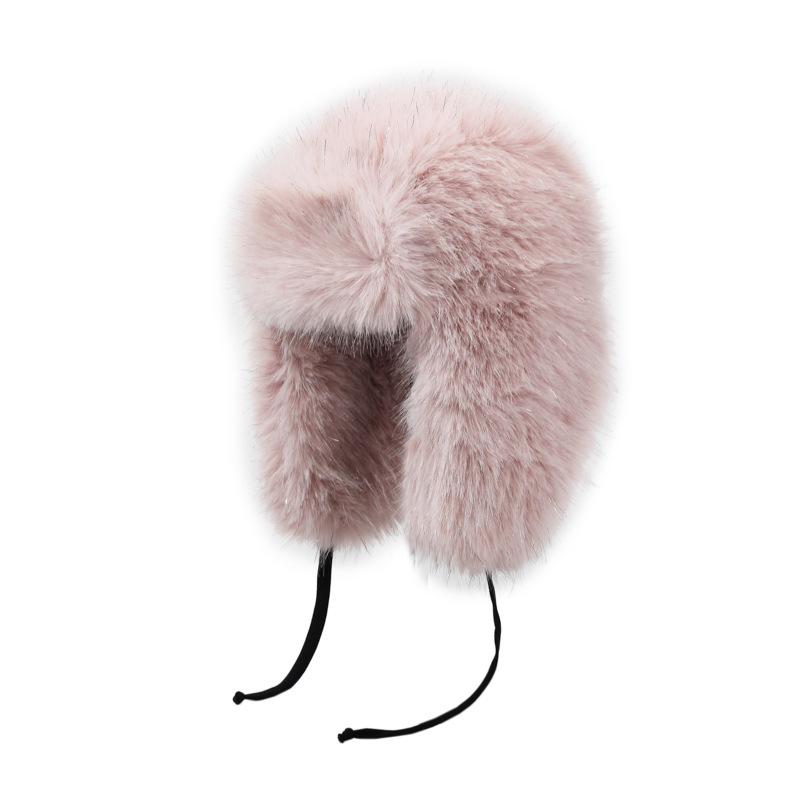 New winter silver silk plush hat thickened thermal hat cold-proof fluffy hat autumn and winter imitation fox hair showing small face hat