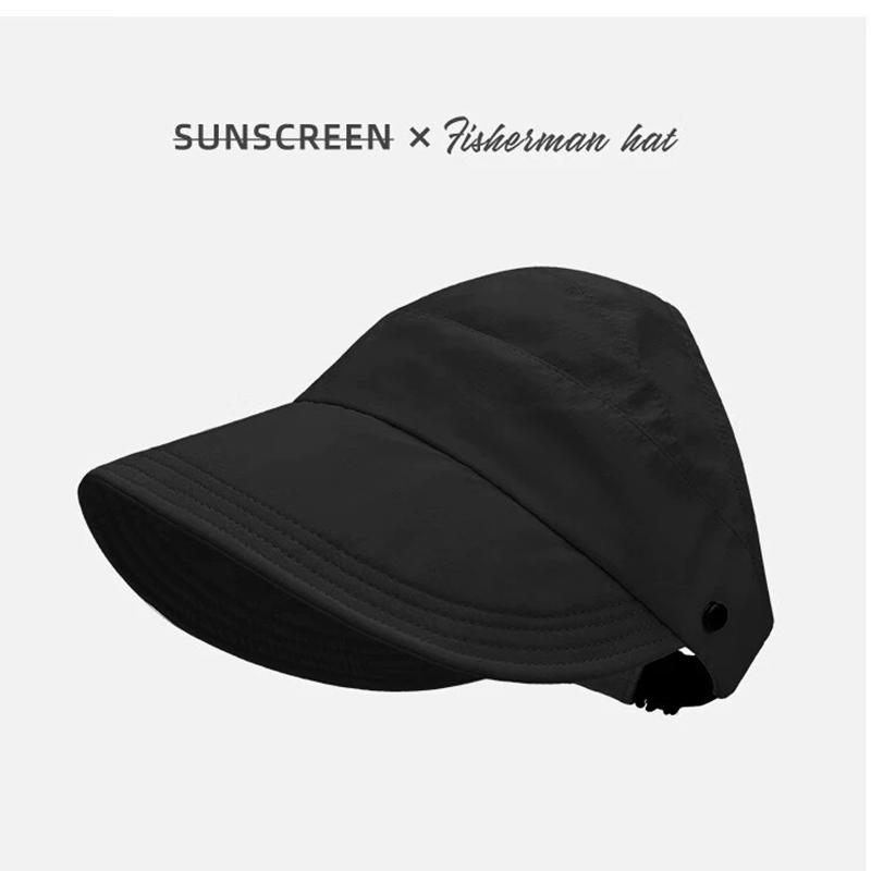 Sonnenhut im Promi-Stil, Gesichtsschutz, UV-Schutz, vielseitig und kann zu einem Pferdeschwanz gebunden werden