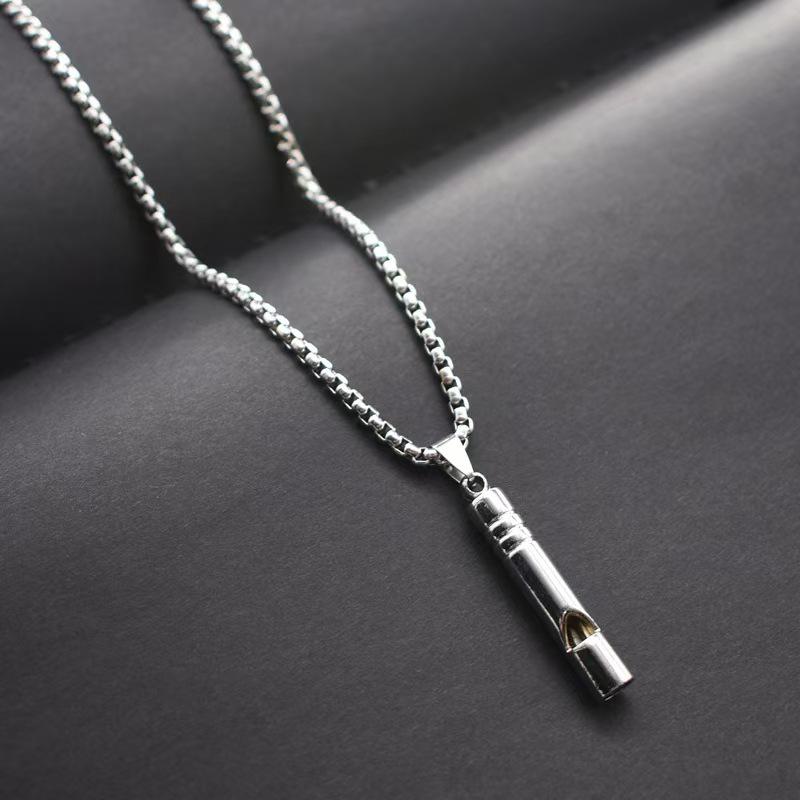 Unisex Hip Hop Street Trendsetter Whistle Pendant Necklace