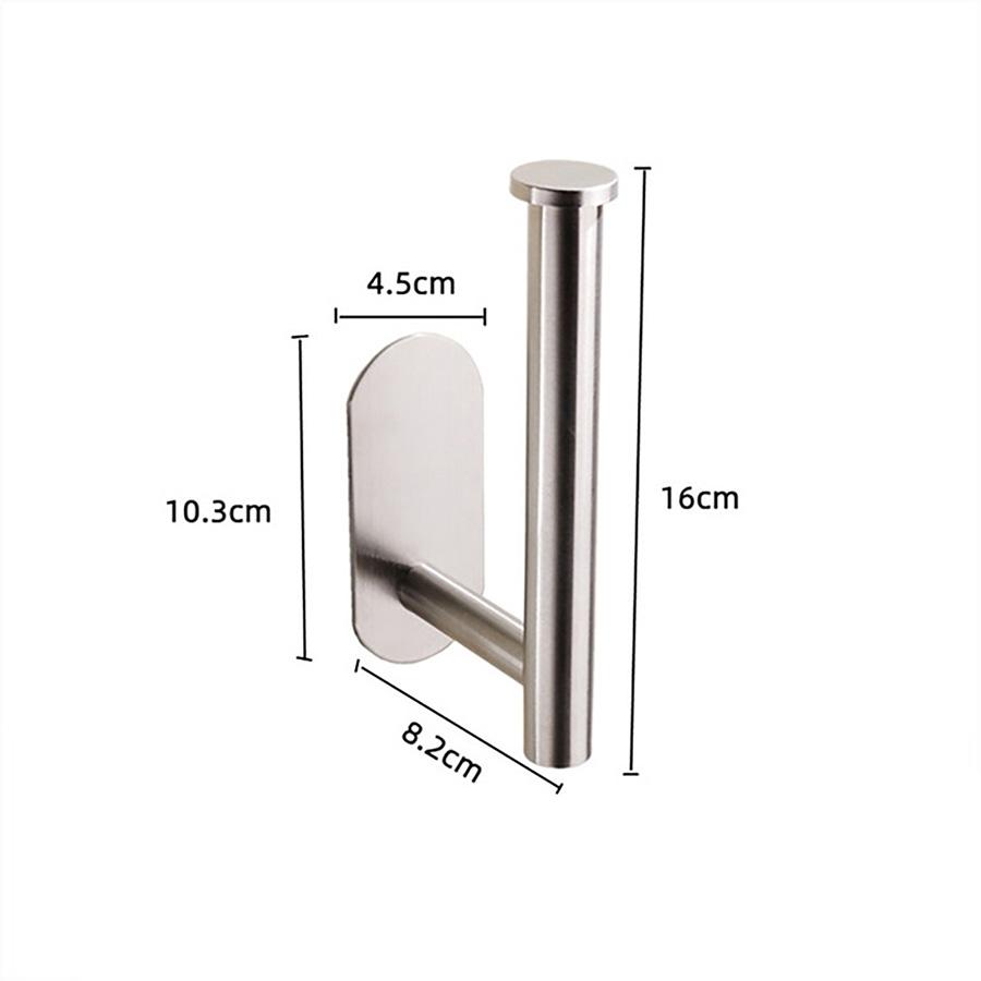 ULA Stainless Steel Toilet Roll Paper Holder Black Punch-Free Kitchen Tower Holder Self Adhesive Wall Mounted Tissue Towel Rack