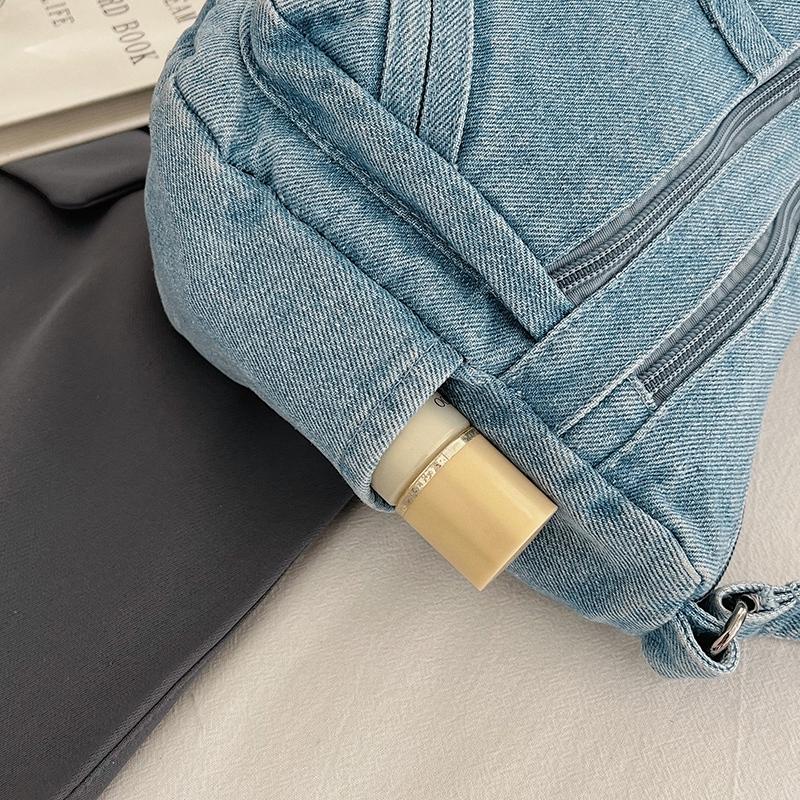 Vintage Denim Crossbody Bag Women's Multi-Pocket Single Shoulder Small Square Bag