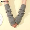 Botvotee Arm Warmers Free Shipping Sleeves for Women Y2k Accessories Knit Warm Winter Extend Sleeves Fingerless Gloves Black