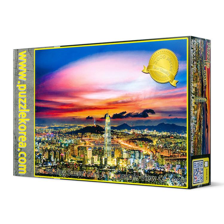 Пазл из 2000 деталей - красный закат и панорамный вид Сеула — фото 5