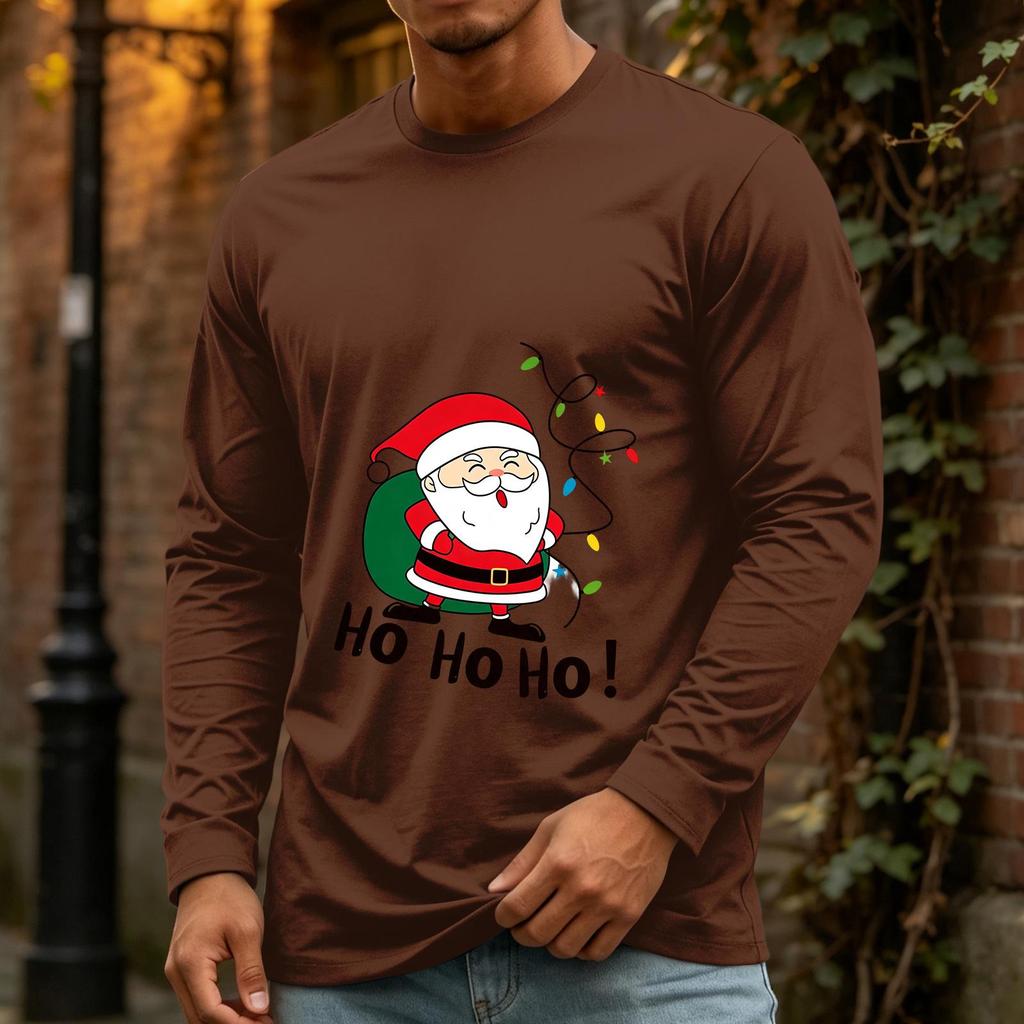 Men's Casual Christmas Long Sleeve Neck Tee