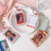 Acrylic Kpop Photocard Holder Keychain 3 Inch Cake Dessert Shape Campus Card Protective Case Transparent