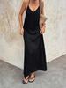 European & American Solid Color Sleeveless Beach Dress with Thin Straps