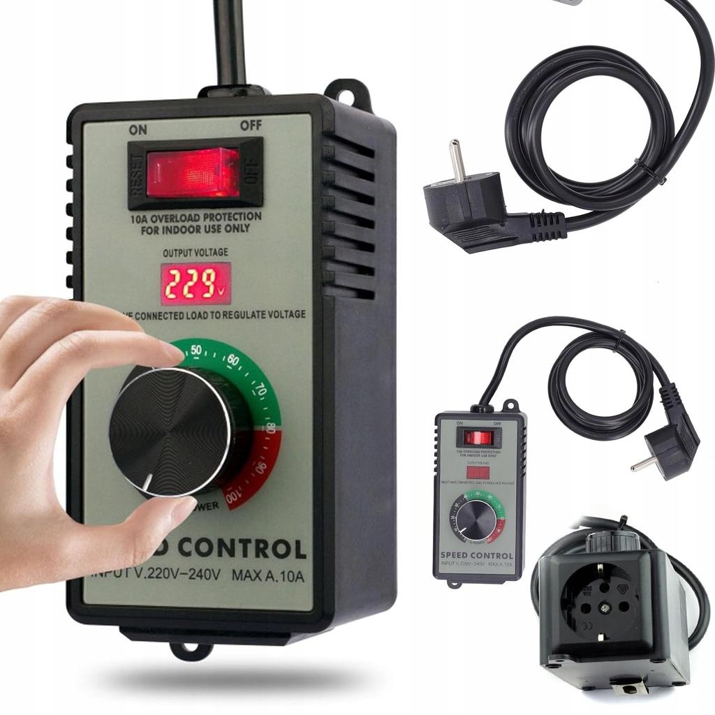 Rosfix Regulator Obrotów 4000W – Płynna Regulacja Napięcia 0–240V AC | Wyświetlacz Napięcia | Kompaktowa Obudowa z Gniazdkiem 230V