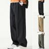 Pantalones de trabajo para hombre, pierna ancha, estilo Retro, transpirables, versátiles, largos, sueltos, de Color sólido, pantalones rectos que combinan con todo