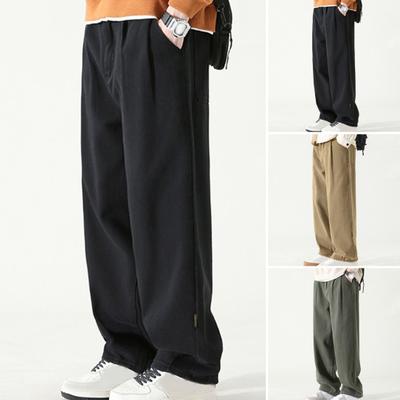 Pantaloni de lucru pentru bărbați, cu picioare largi, stil retro, respirabili, versatili, lungi, largi, culoare uni, pantaloni drepți asortați
