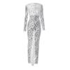 Backless Lace Floral Sheer Slimming Long Sleeve Street Style Dress