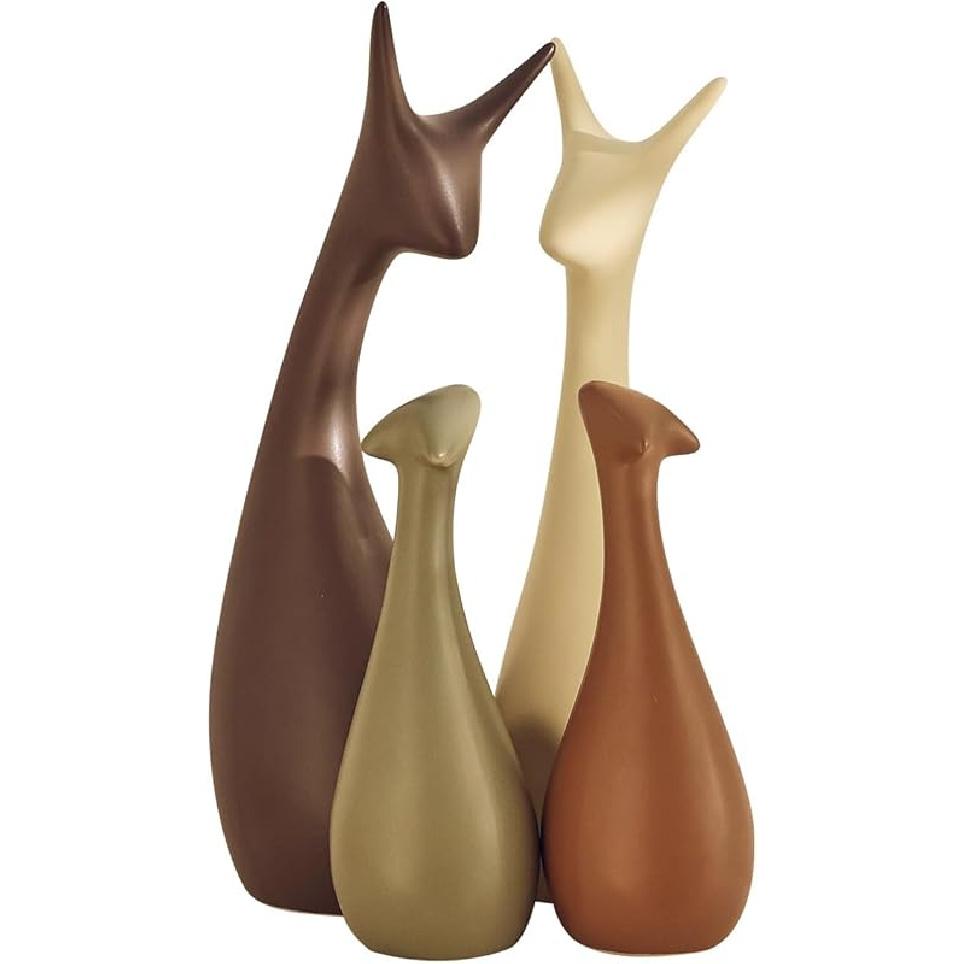 Керамические Современное Искусство 4 шт. Статуэтки Слона Декорации для Дома, Офиса, Гостиной, Спальни - Креативные Скульптуры Декор для Дома на Книжную Полку, Стол -