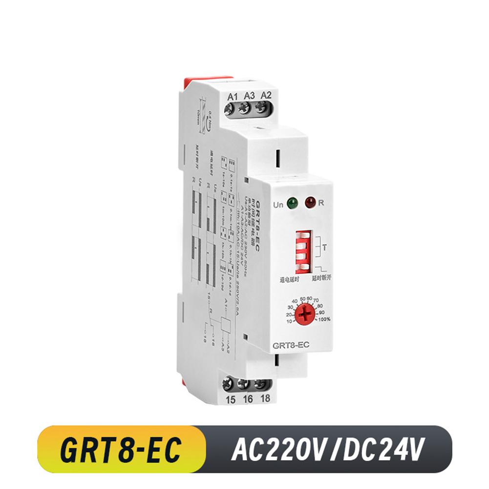 Time Relay Model GRT8EC with LED Display Indicating Status for Dual Voltage Support of AC230V & DC24V and Extended Delay Options