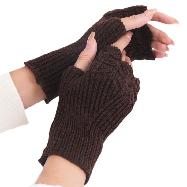 Winter Hand Gloves Soft Warm Gloves Stretchy Fingerless Mittens With Thumb Hole