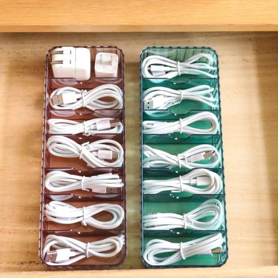 Anti-shock Universal Cable Storage Box Plastic Individual Grid Multi-use Cable Storage Holder for Home
