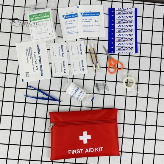 Durable First Aid Kit Waterproof Lightweight Portable Emergency Solid Color Zipper Camping Essentials Travel Survival