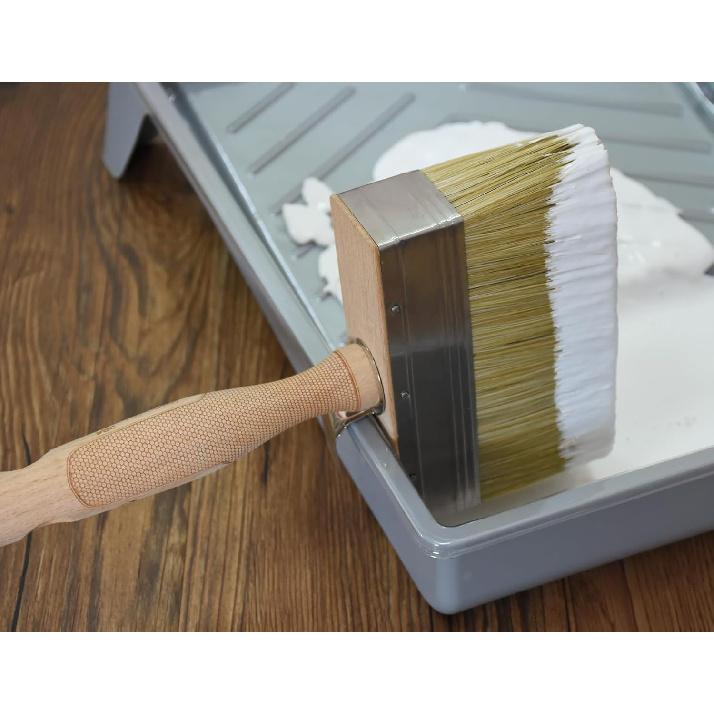 ROLLINGDOG Deck Stain Brush Set - Limewash Brush Wood Handle Large Deck Brush Applicator for Wall, Wood, Fence, Floor Painting(70mm 120mm 150mm)