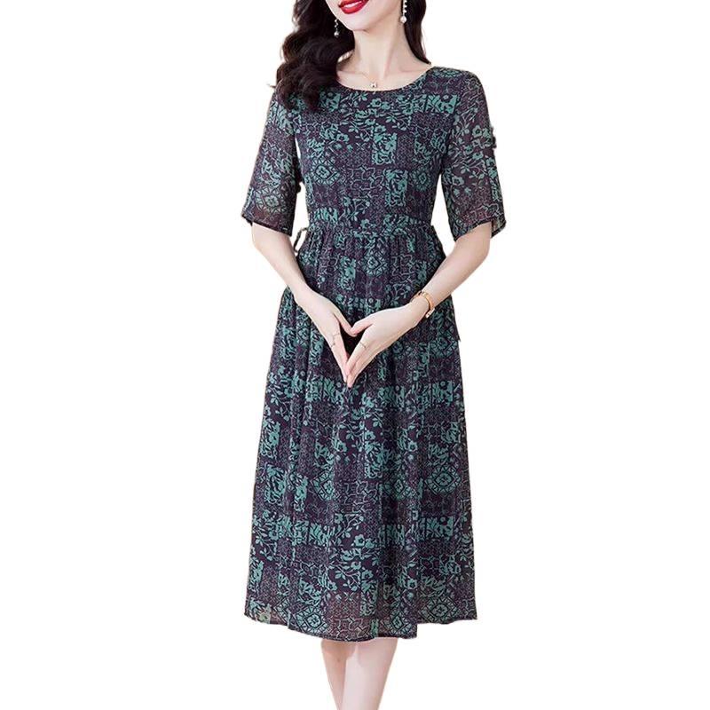 Lato 2026 Nowy Styl: Elegancka Sukienka Kwiatowa Plus Size Podkreślająca Talię dla Stylowych Matki w Średnim Wieku