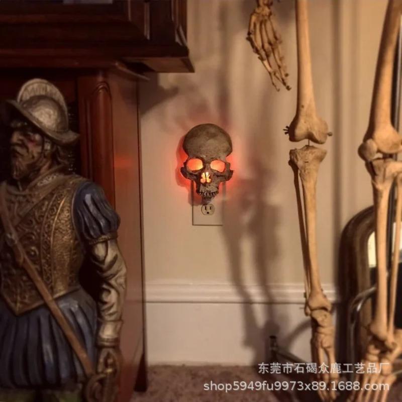 New Skull Night Lamp, Ambient Adjustment Light Skull Night Lamp Halloween Resin Decoration
