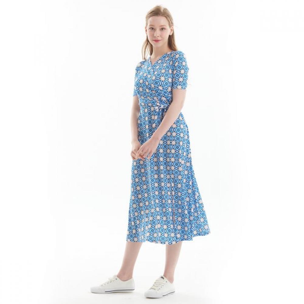 Lipbbam Creola Easy Corin Artwork Pattern Wrap Dress Ldm54bw01
