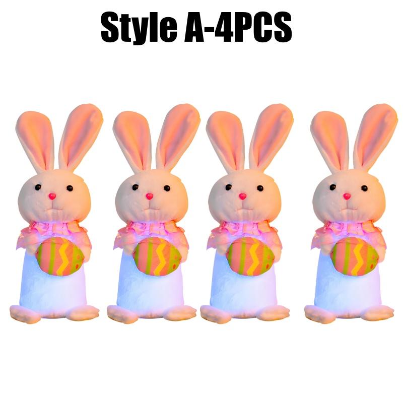 Cute Easter Bunny Light Up Glowing Rabbit Plush Toy for Christmas Holiday Party Gift Ideas Home Tabletop Decor