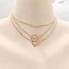 Stylish Geometric Metal Chain Collarbone Chain Female, Simple Round Triangular Multi-layer Necklace