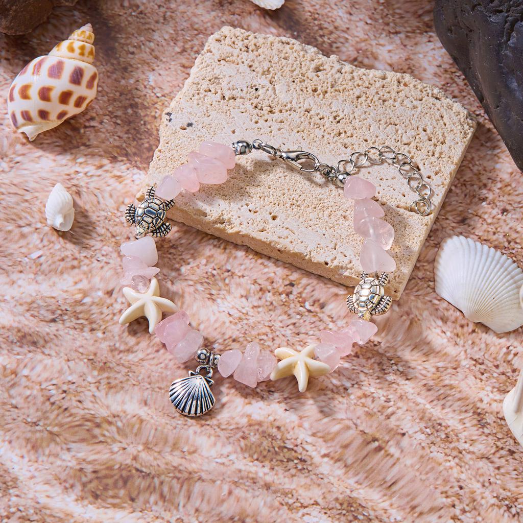 Bohemia Sea Turtle Bracelet For Women Starfish Seahorse Shell Pearl Adjustable Metal Chain Summer Beach Party Vacation Jewelry