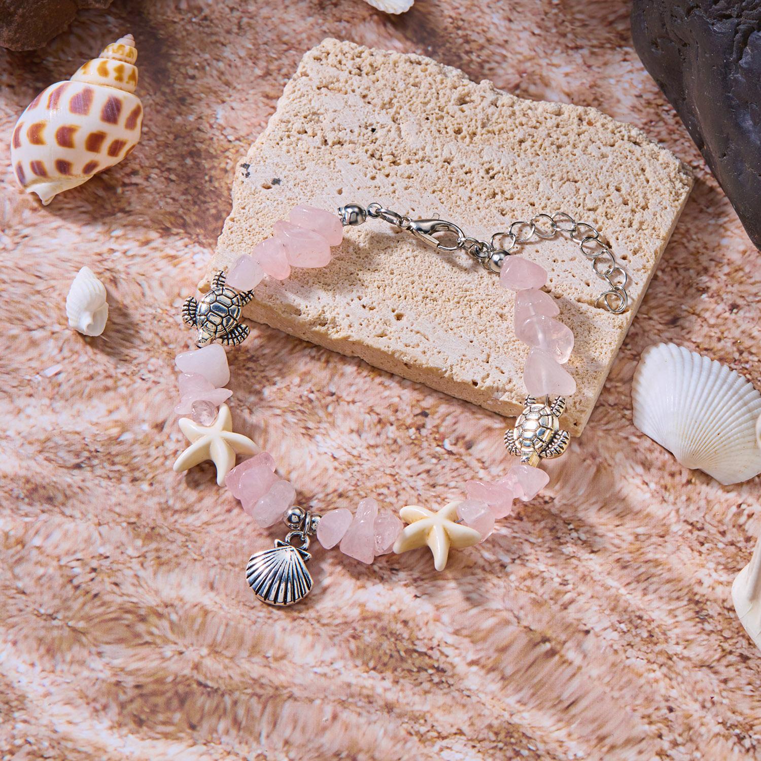 

Bohemia Sea Turtle Bracelet For Women Starfish Seahorse Shell Pearl Adjustable Metal Chain Summer Beach Party Vacation Jewelry