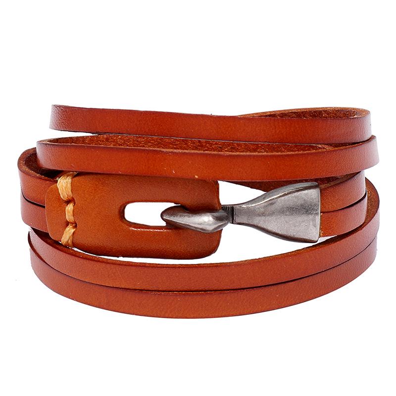 Trendy European & American Multi-layer Cowhide Bracelet - Simple & Retro Student Accessory