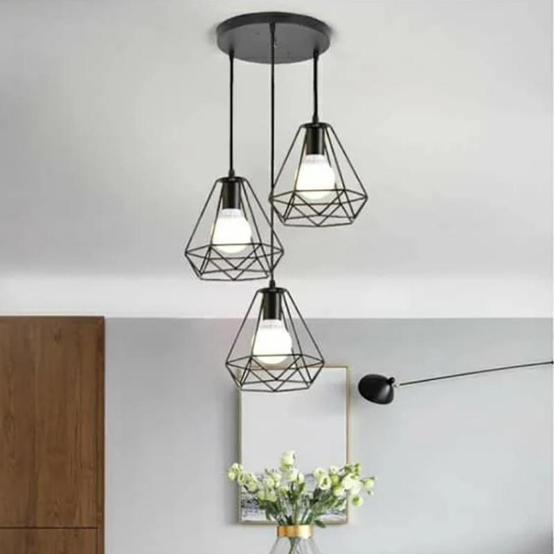 Modern Black Iron Pendant Light For Foyer Stair Staircase Room Hotel Hall Chandeliers Lighting Suspension Decorate Pendant Lamps
