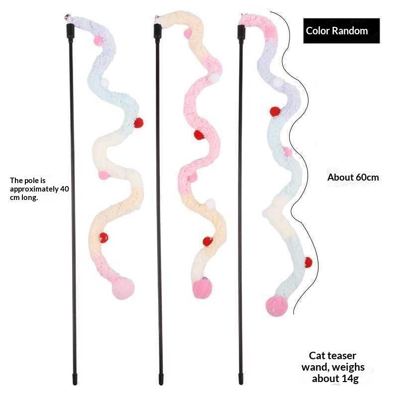 Cat Toy Feather Cat Teaser Wand Cat Interactive Toys Funny Caterpillar Colorful Rod Christmas Hairball Teaser Wand Pet Supplies A