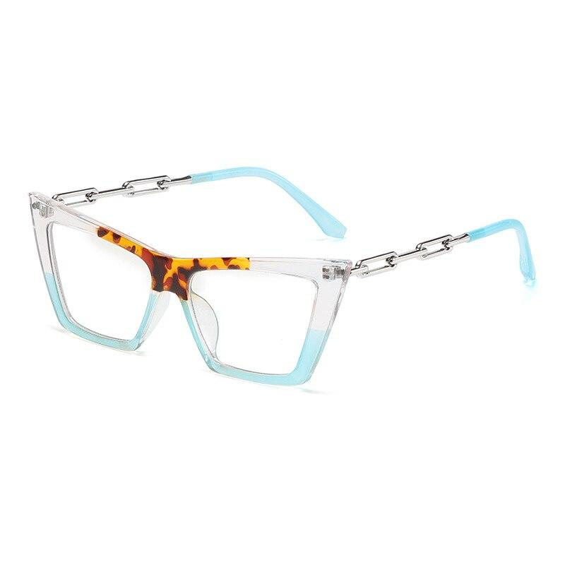 Women Luxury Designer Color Stitching Eyeglasses for Ladies Polygon Cat Eye Anti Blue Light Blocking Glasses Frame Optical Frame