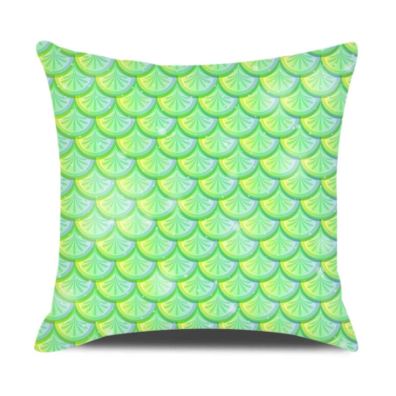 Mermaid Themed Party Decorations Cushion Cover Colorful Fish Scales Square Pillow Covers Home Decor Throw Pillow Case for Couch