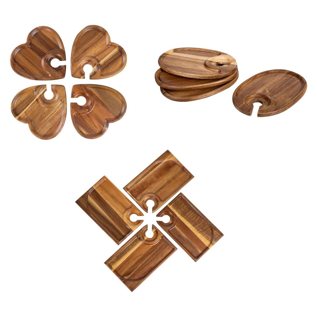 4 Pieces Appetizer Plate Handheld Snack Tray Snack Tray, Cupcake Board, with Drinks Holder for Hotel Party Catering Vegetables