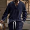 Autumn Winter Cross Border Casual Jacquard Knitwear Men's Spring and Autumn Loose Long Sleeve T-Shirt Men's V-Neck Pullover Tops