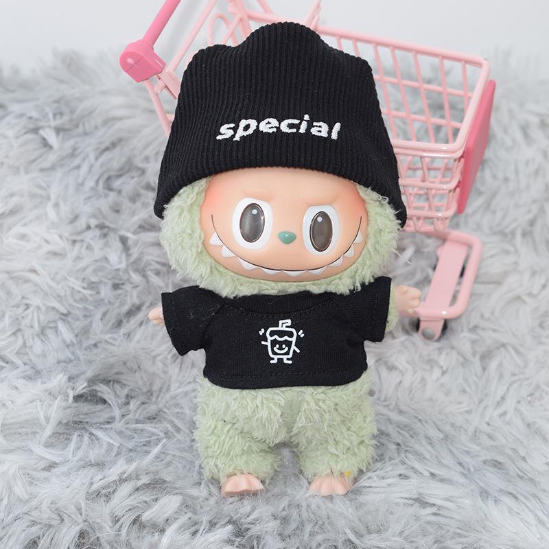 17cm Labubu Silicone Blind Bag Keychain: Changeable Clothes & Hats, Sport-Casual Pendant Doll