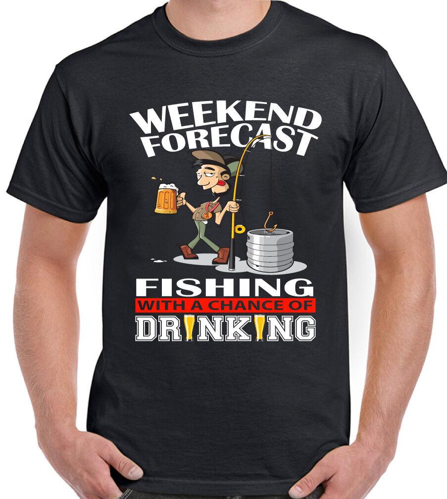 Fishing T-Shirt Mens Fisherman Rod Angling Angler Weekend Forecast Drinking 3XL