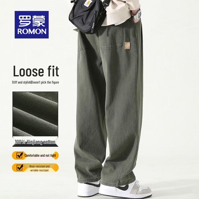 ROMON Men s Cotton Casual Straight Leg Cargo Pants 5XL