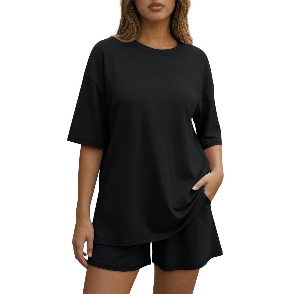 Women's Loose And Fashionable  Casual Short Sleeved Shorts Two-piece Set