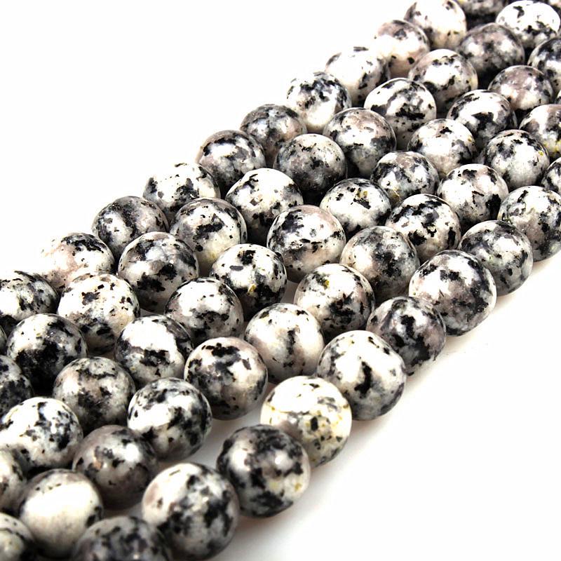 Black Spotted Stone Round Beads for DIY Jewelry Making