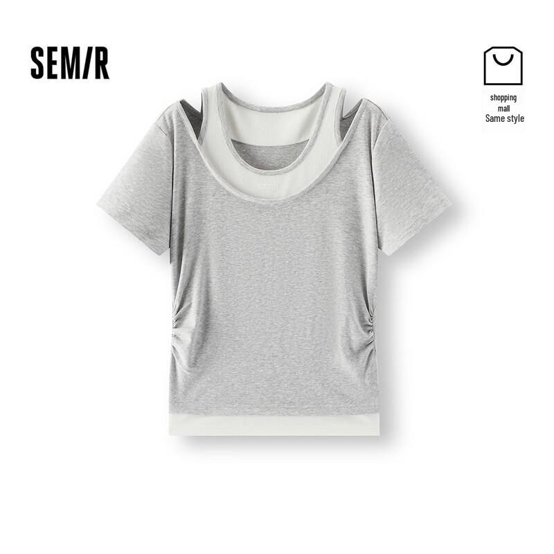 Semir Women s Faux Two-Piece Short-Sleeve T-Shirt XXL