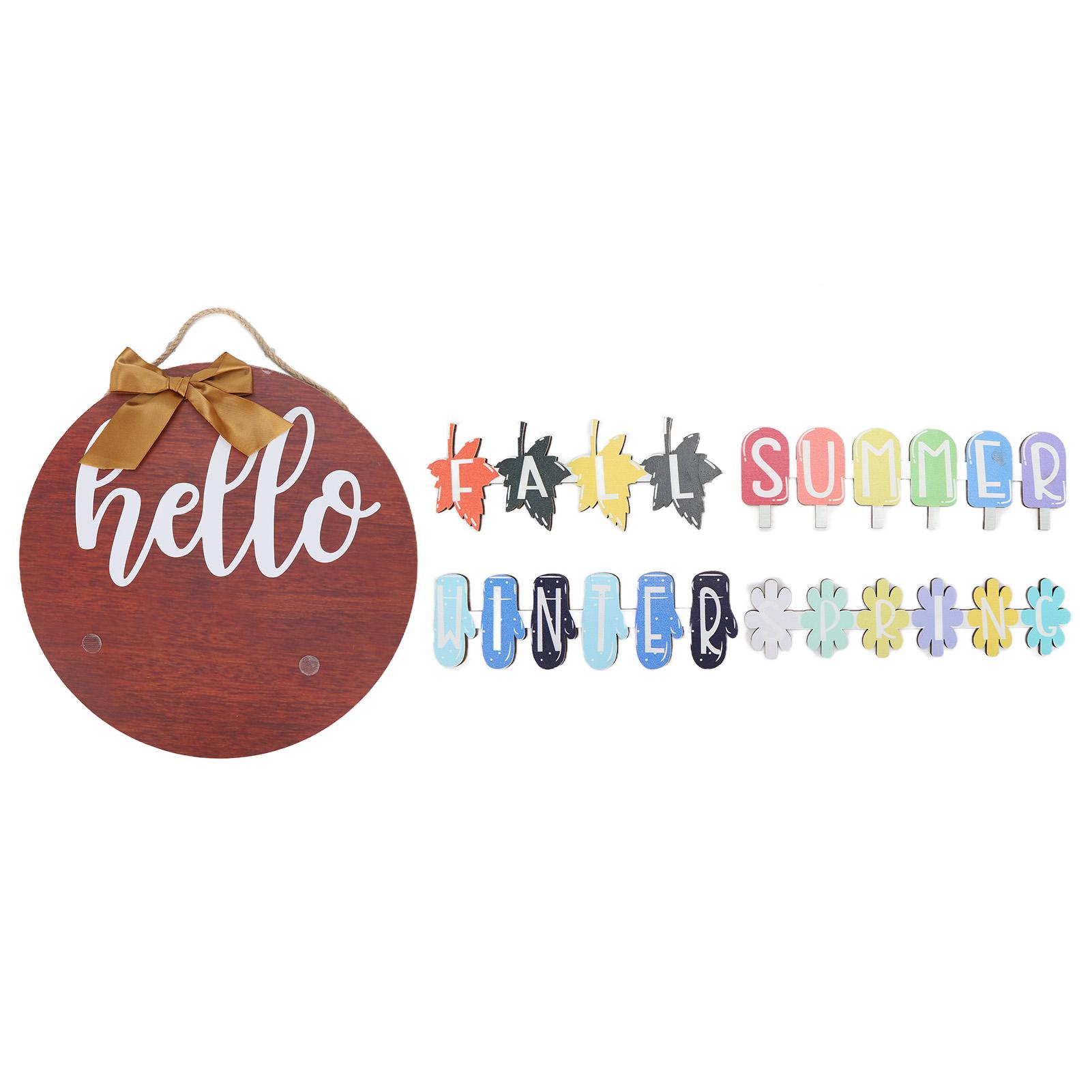 

30cm Door Sign Wooden DIY Replaceable Seasonal Sign Holiday Decoration Hanging Ornament