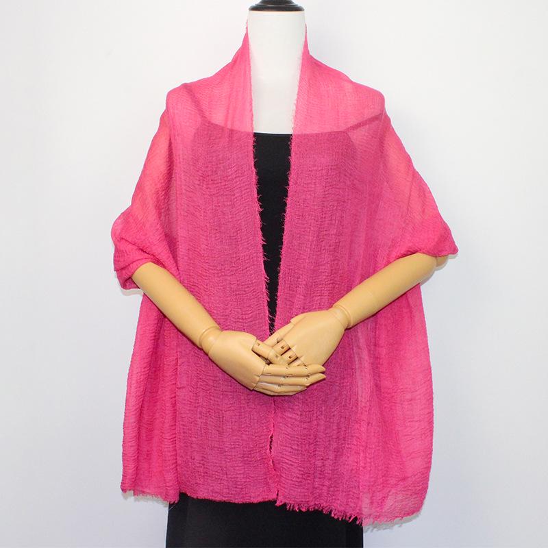 Crinkled Rayon Scarf Shawl: Solid Color, Natural Wrinkle, Fringed, Beach Towel, Bride/Bridesmaid/Party Evening Dress Accessory.