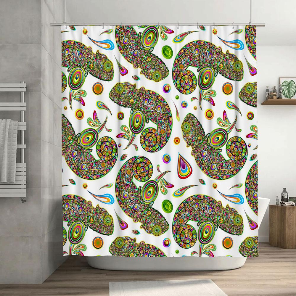 Bathroom Shower Curtain Decor With Modern Artistic Dachshund Print In Brown And Yellow Colors Waterproof Fabric For Home Decorat