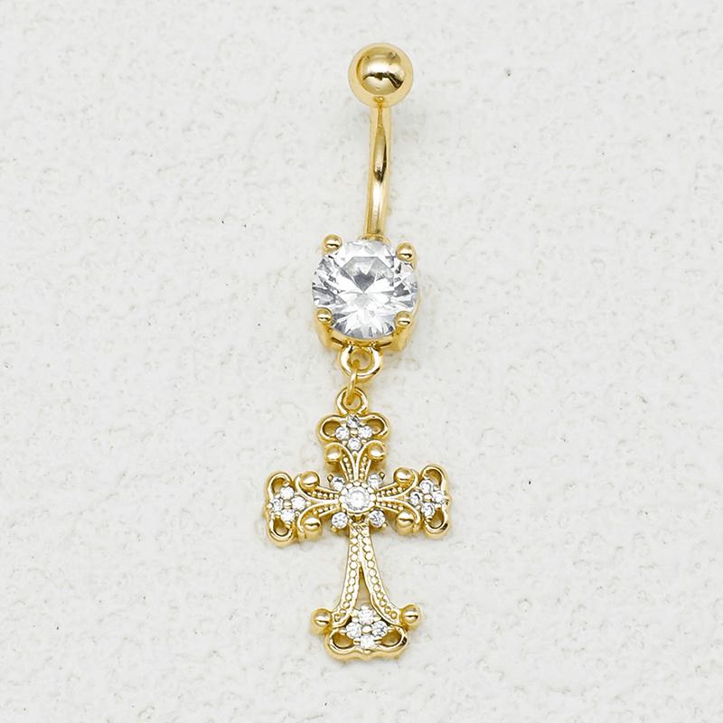 Personality Cross Pendants Navel Rings For Women Zircon Belly Button Nail Body Piercings Jewelry