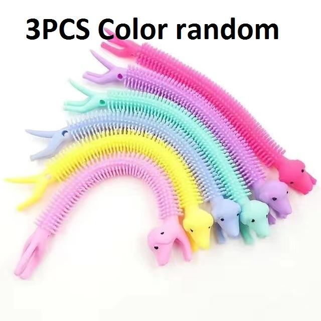 30-3PCS Funny Unicorn Pull Worm Noodle Fidget Toys Stretch String TPR Rope Anti Stress Toys String Stress Relief Autism Vent Toy