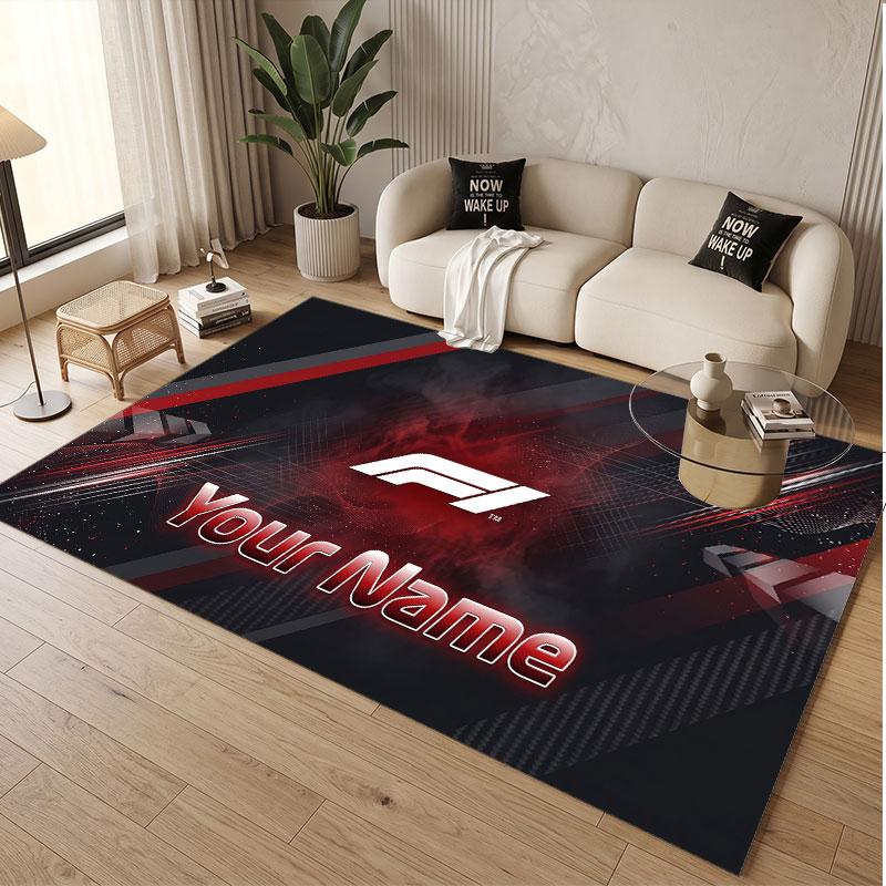 Custom Rug F1 Pattern Print Name Text Soft Non‑Slip Floor Carpet for Home Indoor Decoration