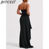 BITCED Women's Strapless Evening Gown Seductive Open-back Dress with High Side Slit Long Party Dress