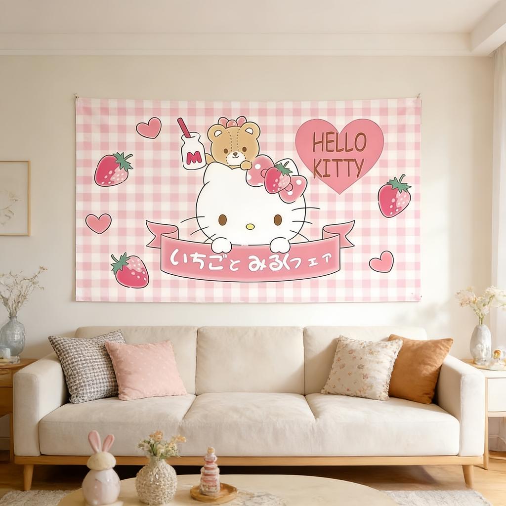 MultiSize HHello Kitty Festival Tapestry for Bedroom Living Room Dorm Home Decor Party Daily Use High Quality Print Design
