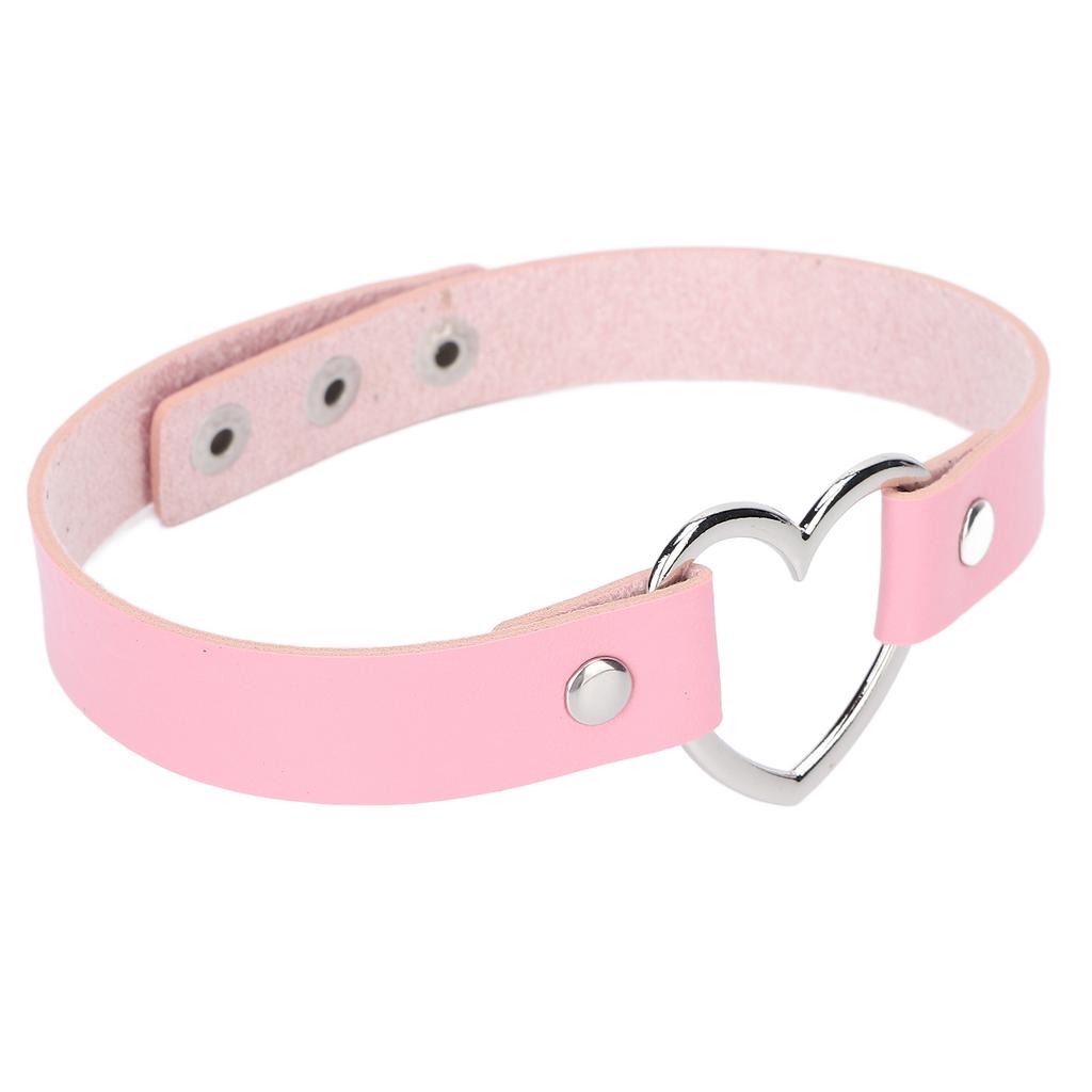 PU Lther Alloy Hrt Shaped Decoration Necklace Collar Jewelry Accessory